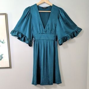 Betsey Johnson Bambi dress teal silk